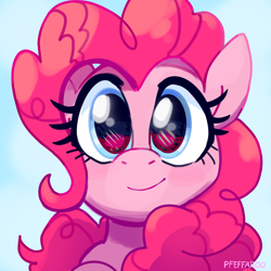 Size: 2048x2048 | Tagged: safe, artist:pfeffaroo, derpibooru import, pinkie pie, earth pony, pony, bust, cute, daaaaaaaaaaaw, diapinkes, happy, hnnng, looking at you, portrait, smiling, solo, weapons-grade cute