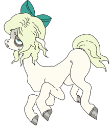 Size: 673x768 | Tagged: safe, artist:catgrin, derpibooru import, oc, oc only, oc:apparitia, earth pony, pony, adoptable, bags under eyes, bow, female, hair bow, hooves, lidded eyes, mare, simple background, solo, sweat, tired, transparent background