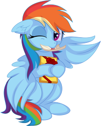 Size: 5956x7402 | Tagged: safe, artist:cyanlightning, derpibooru import, rainbow dash, pegasus, pony, .svg available, absurd resolution, chocolate, ear fluff, ears, female, food, love letter, mare, simple background, sitting, solo, transparent background, vector