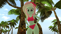 Size: 1920x1080 | Tagged: safe, artist:mr.uberrebu25, derpibooru import, kerfuffle, equestria girls, 3d, beach, beach babe, bikini, bikini babe, breasts, busty kerfuffle, clothes, equestria girls-ified, hand on hip, looking at you, palm tree, pink swimsuit, solo, swimsuit, tree