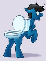 Size: 3000x4000 | Tagged: safe, artist:witchtaunter, derpibooru import, oc, oc:pony video maker, pegasus, pony, abomination, but why, commission, commissioner:reversalmushroom, cursed, cursed image, explicit source, funny, inanimate tf, not salmon, pegasus oc, scared, shocked, shocked expression, toilet, toilet butt pony, transformation, underhoof, wat, why