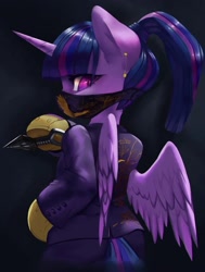 Size: 1080x1431 | Tagged: safe, artist:theprince, derpibooru import, twilight sparkle, twilight sparkle (alicorn), alicorn, pony, azami, bipedal, clothes, cosplay, costume, crossover, female, kunai, mare, rainbow six siege, solo