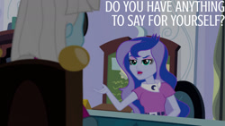 Size: 1280x720 | Tagged: safe, derpibooru import, edit, edited screencap, editor:quoterific, screencap, photo finish, princess luna, vice principal luna, equestria girls, friendship games, photo finished, duo, duo female, female, open mouth, text