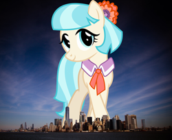 Size: 2048x1672 | Tagged: safe, artist:itv-canterlot, artist:thegiantponyfan, derpibooru import, coco pommel, earth pony, pony, female, giant pony, giant/macro earth pony, giant/mega coco pommel, giantess, highrise ponies, irl, macro, manhattan, mare, mega giant, new york, new york city, photo, ponies in real life