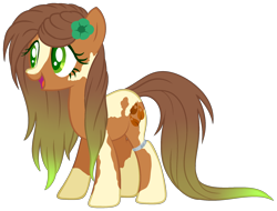 Size: 2178x1654 | Tagged: safe, artist:stormcloud-yt, derpibooru import, oc, oc only, earth pony, pony, base used, coat markings, colored pupils, earth pony oc, eyelashes, female, flower, flower in hair, full body, hooves, mare, open mouth, open smile, simple background, smiling, solo, standing, tail, transparent background