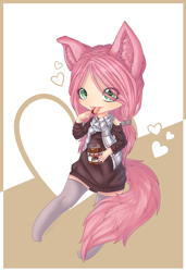Size: 1823x2671 | Tagged: safe, artist:maneblue, derpibooru import, oc, oc only, human, abstract background, clothes, ear fluff, eared humanization, ears, female, humanized, socks, solo