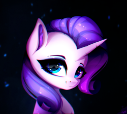 Size: 2744x2454 | Tagged: safe, artist:stahlkat, derpibooru import, rarity, pony, unicorn, black background, bust, ear fluff, ears, female, high res, horn, mare, portrait, signature, simple background, solo