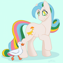 Size: 1920x1920 | Tagged: safe, artist:horse-time-babey, derpibooru import, bird, duck, pony, twinkle eyed pony, quackers, solo