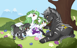 Size: 3500x2200 | Tagged: safe, artist:roselord, derpibooru import, oc, bat pony, pony, unicorn, zebra