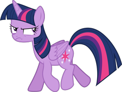 Size: 6000x4535 | Tagged: safe, artist:twilirity, derpibooru import, twilight sparkle, twilight sparkle (alicorn), alicorn, pony, season 6, to where and back again, absurd resolution, angry, disguise, disguised changeling, female, frown, mare, multicolored hair, multicolored mane, multicolored tail, simple background, solo, tail, transparent background, trotting, vector