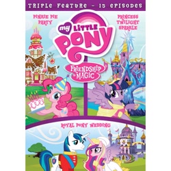 Size: 768x768 | Tagged: safe, derpibooru import, pinkie pie, princess cadance, shining armor, twilight sparkle, alicorn, earth pony, pony, unicorn, a canterlot wedding, princess twilight sparkle (episode), dvd, merchandise, official, sugarcube corner, twilight's castle