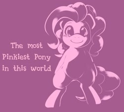 Size: 2048x1848 | Tagged: safe, artist:kurogewapony, derpibooru import, pinkie pie, earth pony, pony, bipedal, female, looking at you, mare, simple background, solo, text