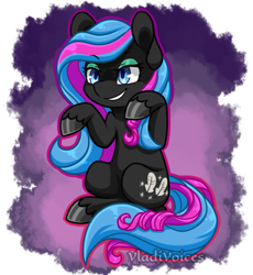 Size: 530x575 | Tagged: safe, artist:vladivoices, derpibooru import, oc, oc only, oc:scribbler, earth pony, earth pony oc, female, partial background, smiling, solo