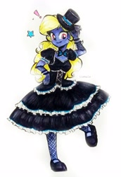 Size: 2309x3360 | Tagged: safe, artist:liaaqila, derpibooru import, oc, oc:azure/sapphire, equestria girls, crossdressing, equestria girls-ified, femboy, fishnet pantyhose, gothic lolita, lace, makeup, male, wig