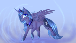 Size: 1280x720 | Tagged: safe, artist:sunniesfunthecupcake, derpibooru import, princess luna, alicorn, pony, female, s1 luna, solo