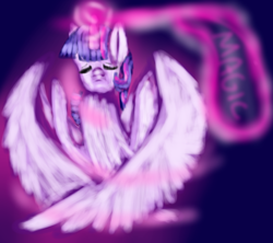 Size: 720x640 | Tagged: safe, artist:sunniesfunthecupcake, derpibooru import, twilight sparkle, twilight sparkle (alicorn), alicorn, pony, eyes closed, female, glowing, glowing horn, horn, magic, solo