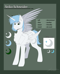 Size: 4000x4900 | Tagged: safe, artist:lunciakkk, derpibooru import, oc, oc:seiko, alicorn, female, reference sheet, solo