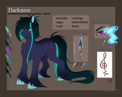 Size: 4500x3600 | Tagged: safe, artist:lin_redliner, artist:lunciakkk, derpibooru import, oc, oc:darkness, female, reference sheet, solo, unshorn fetlocks