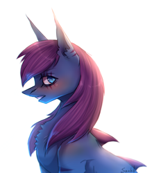 Size: 2100x2400 | Tagged: safe, artist:inarimayer, derpibooru import, oc, oc only, earth pony, pony, blushing, bust, earth pony oc, female, mare, simple background, solo, white background