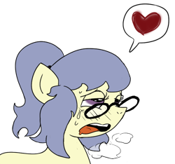 Size: 640x600 | Tagged: safe, artist:ficficponyfic, color edit, derpibooru import, edit, editor:minus, oc, oc only, oc:second wind, pegasus, pony, ahegao, blushing, bust, colored, daybreak island, glasses, heart, heavy breathing, male, nudity, open mouth, pegasus oc, ponytail, simple background, solo, speech bubble, tongue, tongue out, transparent background, trap