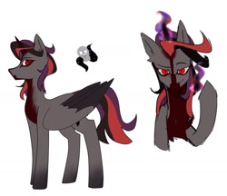 Size: 1546x1335 | Tagged: safe, artist:aakariu, derpibooru import, oc, alicorn, pony, adoptable, adoption, alicorn oc, curse, dark, dark magic, dark skin, evil, horn, magic, male, original character do not steal, sketch, wings