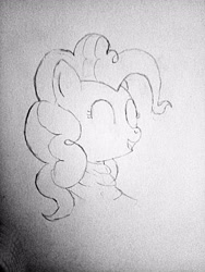 Size: 3072x4096 | Tagged: safe, artist:mildgyth, derpibooru import, pinkie pie, anthro, bust, clothes, februpony, monochrome, portrait, sketch, solo, traditional art