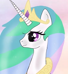 Size: 2999x3295 | Tagged: safe, artist:sarahthefox97, derpibooru import, princess celestia, alicorn, pony, bust, female, profile, solo