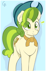 Size: 1442x2203 | Tagged: safe, artist:czu, derpibooru import, pistachio, earth pony, pony, clothes, cute, hat, male, scarf, solo