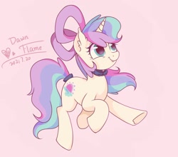 Size: 1600x1410 | Tagged: artist needed, source needed, safe, derpibooru import, oc, oc only, oc:dawn flame, pony, unicorn, female, mare, pink background, simple background, smiling, solo