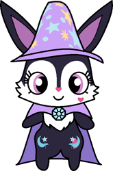 Size: 480x728 | Tagged: safe, artist:mega-poneo, trixie, rabbit, semi-anthro, cape, clothes, ears, female, hasbro, hat, headwear, jewelpet (sanrio), luea, mammal, sanrio, solo, solo female, transformation