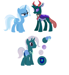 Size: 940x1020 | Tagged: safe, artist:mlplpstoycustoms, derpibooru import, pharynx, trixie, changepony, hybrid, female, interspecies offspring, male, offspring, parent:pharynx, parent:trixie, parents:phartrix, phartrix, shipping, simple background, straight, white background