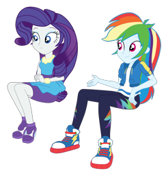Size: 3661x3761 | Tagged: safe, artist:gmaplay, derpibooru import, rainbow dash, rarity, equestria girls, equestria girls series, happily ever after party, happily ever after party: rarity, converse, rarity peplum dress, shoes, simple background, transparent background, unamused