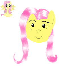 Size: 4000x4000 | Tagged: safe, artist:petrichor01, derpibooru import, fluttershy, pegasus, pony, hair, head only, reference used, simple background, smiling, solo, white background