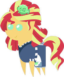 Size: 1258x1496 | Tagged: safe, artist:sketchmcreations, derpibooru import, sunset shimmer, pony, unicorn, eqg summertime shorts, equestria girls, good vibes, alternate hairstyle, apron, clothes, female, inkscape, kimono (clothing), mare, pointy ponies, simple background, sunset sushi, transparent background, uniform, vector