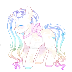 Size: 1024x1024 | Tagged: safe, artist:miioko, derpibooru import, oc, oc only, pony, unicorn, deviantart watermark, eyes closed, female, hoof polish, horn, mare, obtrusive watermark, simple background, smiling, unicorn oc, watermark, white background