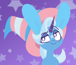 Size: 1778x1507 | Tagged: safe, artist:connorbal, derpibooru import, trixie, pony, unicorn, clothes, eye clipping through hair, hat, pride, pride flag, solo, trans trixie, transgender, transgender pride flag, trixie's hat, white pupils