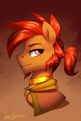 Size: 2000x3000 | Tagged: safe, artist:jedayskayvoker, derpibooru import, oc, oc:st anger, pony, beard, bust, cape, clothes, facial hair, goatee, icon, looking at you, male, ponytail, portrait, sketch, solo, stallion