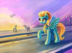 Size: 1484x1100 | Tagged: safe, artist:maytee, derpibooru import, lightning dust, pegasus, pony, clothes, solo focus, uniform, wonderbolt trainee uniform