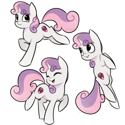 Size: 2625x2624 | Tagged: safe, artist:kabbiie, derpibooru import, sweetie belle, pony, unicorn, female, filly, foal, grin, high res, multeity, open mouth, open smile, simple background, smiling, sticker, sticker set, white background