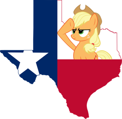 Size: 900x878 | Tagged: safe, artist:darthvader447, derpibooru import, applejack, earth pony, pony, applejack's hat, clothes, cowboy hat, female, flag, freckles, hat, mare, salute, simple background, solo, stars, texas, transparent background, united states