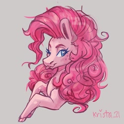Size: 1800x1800 | Tagged: safe, artist:krista-21, derpibooru import, pinkie pie, earth pony, pony, ;p, bust, curly hair, one eye closed, portrait, solo, tongue, tongue out