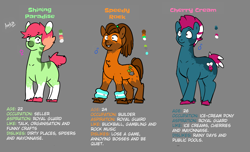 Size: 2300x1400 | Tagged: safe, artist:azulejo, derpibooru import, oc, oc only, earth pony, pony, zebra, earth pony oc, female, hooves, male, mare, pink hair, stallion, text