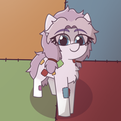 Size: 1080x1080 | Tagged: safe, artist:deltarainrum, derpibooru import, oc, oc only, oc:patchwork, earth pony, eyebrows, eyebrows visible through hair, female, mare, patch, solo