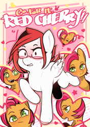 Size: 2481x3508 | Tagged: safe, artist:sugarelement, derpibooru import, babs seed, oc, oc:red cherry, earth pony, pegasus, pony, canon x oc, go for it nakamura!!, manga, not a penis, parody