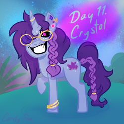 Size: 2048x2048 | Tagged: safe, artist:carconutty, derpibooru import, oc, oc:crystal carver, pony, unicorn, female, glasses, mare, solo