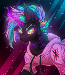 Size: 4300x4920 | Tagged: safe, artist:rico_chan, derpibooru import, oc, unicorn, bust, magic, neon, portrait, solo