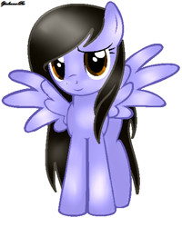 Size: 442x552 | Tagged: safe, artist:yulianapie26, derpibooru import, oc, oc only, pegasus, pony, base used, brown eyes, eyelashes, front view, full body, hooves, pegasus oc, signature, simple background, smiling, solo, spread wings, standing, white background, wings