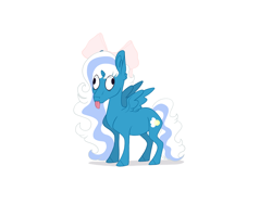 Size: 2500x2000 | Tagged: safe, artist:squidsinkedadopt, derpibooru import, oc, oc only, oc:fleurbelle, alicorn, alicorn oc, bow, derp, female, hair bow, horn, mare, simple background, solo, tongue, tongue out, white background, wings