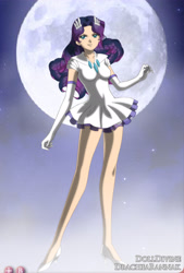 Size: 1806x2674 | Tagged: safe, artist:lannamisho, derpibooru import, rarity, human, 2012, anime, clothes, gloves, high heels, humanized, long gloves, miniskirt, moon, night, night sky, sailor moon, sailor rarity, sailor scout, shoes, skirt, sky, solo