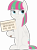 Size: 2646x3544 | Tagged: safe, artist:zippysqrl, ponerpics import, blossomforth, pegasus, pony, 2019 community collab, annoyed, derpibooru community collaboration, female, holding a sign, hoof hold, looking sideways, looking to side, looking to the right, mare, mistaken identity, not an oc, sign, simple background, sitting, solo, text, transparent background, unamused